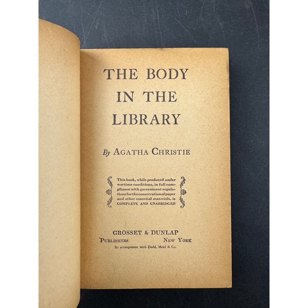 Agatha Christie‎ The Body in the Library Grosset & Dunlap Wartime Edition 1942